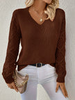 Le Clair | Sweter casualowy z dekoltem w serek Sweater Warschau Fashion Brązowy XS
