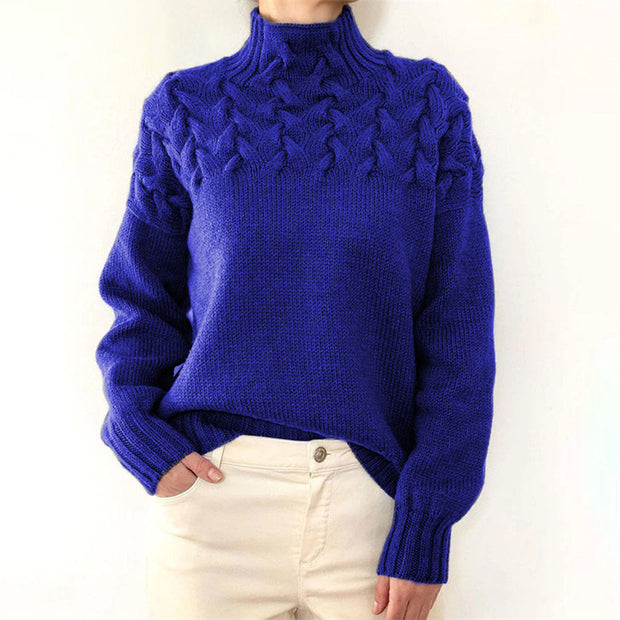 SANSA - Sweter Modissa z golfem dla kobiet. Women Winter Sweater Warschau Fashion Niebieski S