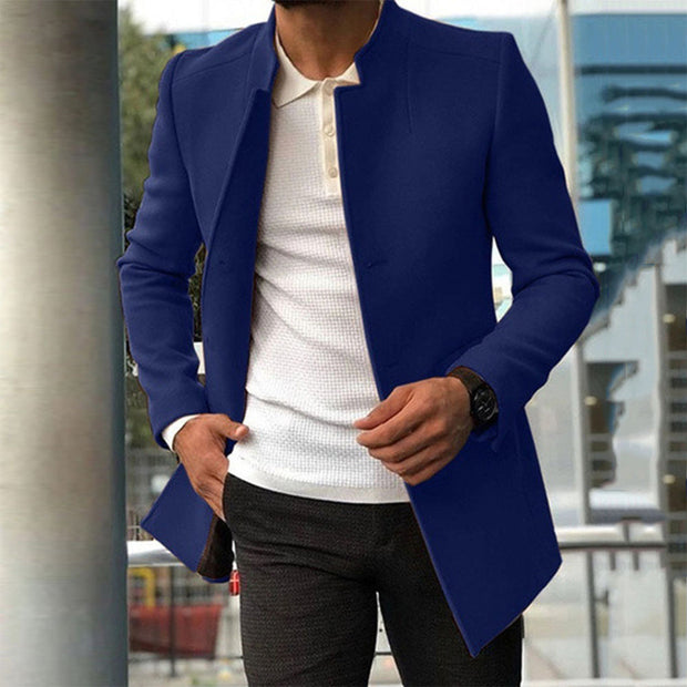 SEBASTIAN - Elegancki płaszcz męski Men Summer Jacket Warschau Fashion Niebieski M