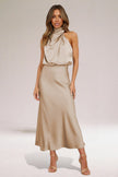 Flavia™ | Satynowa Halter Sukienka Glamour