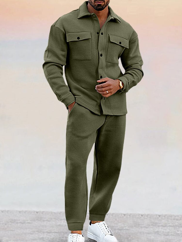Adalbert | Męski Zestaw 2-częściowy Men Set Warschau Fashion Zielony wojskowy S