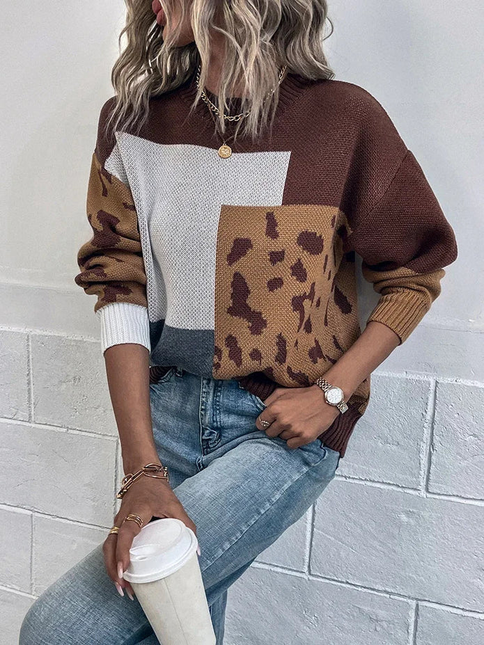 Le Clair | Vintage Sweter z Panterkowym Patchworkiem Sweater Warschau Fashion
