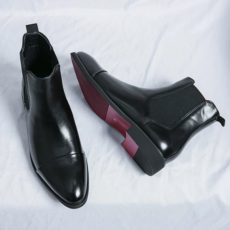 Eleganckie męskie botki Chelsea ze skóry premium