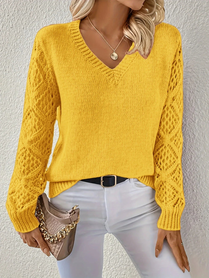 Le Clair | Sweter casualowy z dekoltem w serek Sweater Warschau Fashion Żółty XS
