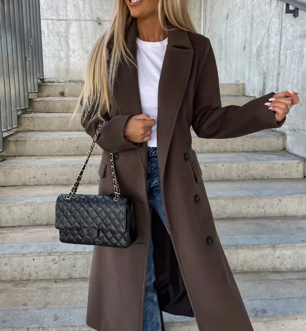 Damska kurtka zimowa | Wełniany płaszcz Women Jacket Warschau Fashion Czekoladowy S