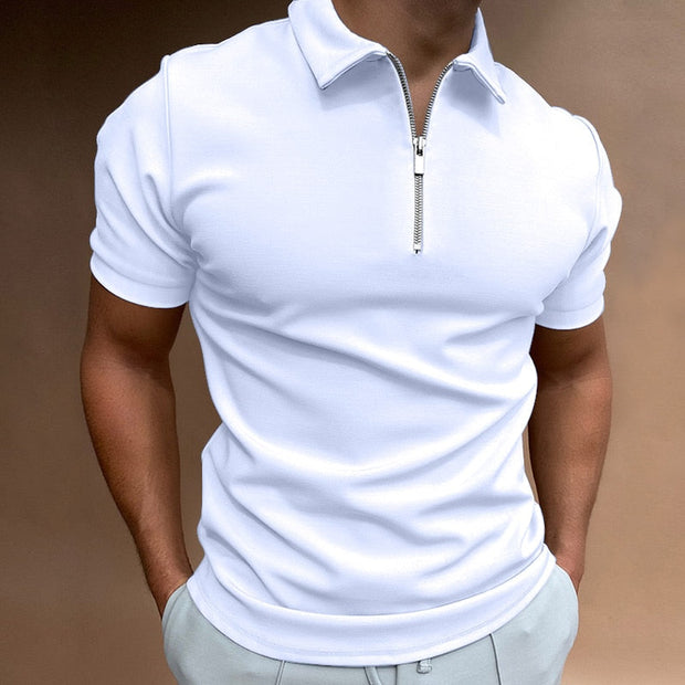 Giulio | Męska polo z zamkiem błyskawicznym Men Polo Warschau Fashion Biały S