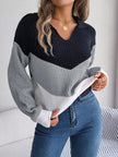 Le Clair | Sweter patchworkowy z bufiastymi rękawami Sweater Warschau Fashion Szary XS