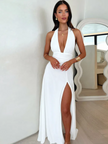 LOÃS | Sukienka Halter z Odkrytymi Plecami Elegancka, Kusząca i Szykowna – Warschau Fashion Necklace Warschau Fashion Biały (pozostało 6 sztuk) S