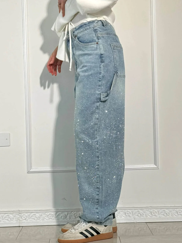 Jeansy BellaSpark - Błyszcz w stylu i komforcie WinterWool Zipper Warschau Fashion Jasnoniebieski (ograniczona dostępność) Xs