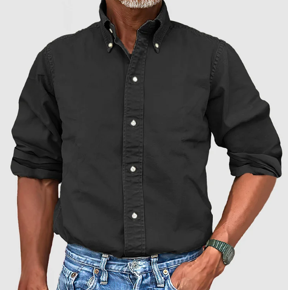 Koszula męska z długim rękawem i guzikami Men Shirt Warschau Fashion Czarny S