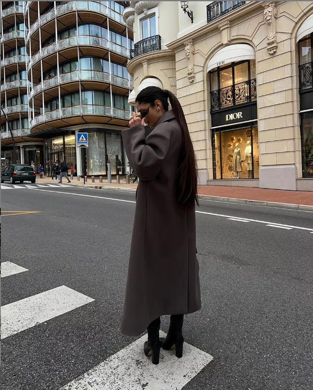 Elegancki, dwurzędowy oversize'owy płaszcz na jesień dla kobiet Jacket Warschau Fashion