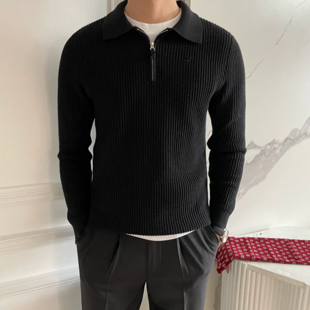 Sweter Savio z Kwartowym Zamkiem Sweater Warschau Fashion Czarny S