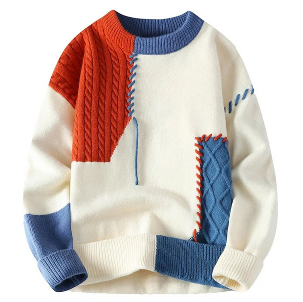 LightTap | Patchworkowy sweter Sweater Warschau Fashion Czerwony S