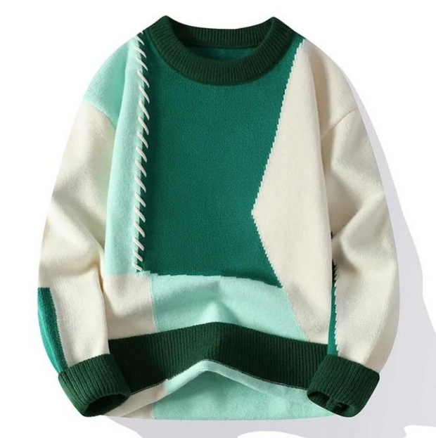 LightTap | Patchworkowy sweter Sweater Warschau Fashion Zielony S