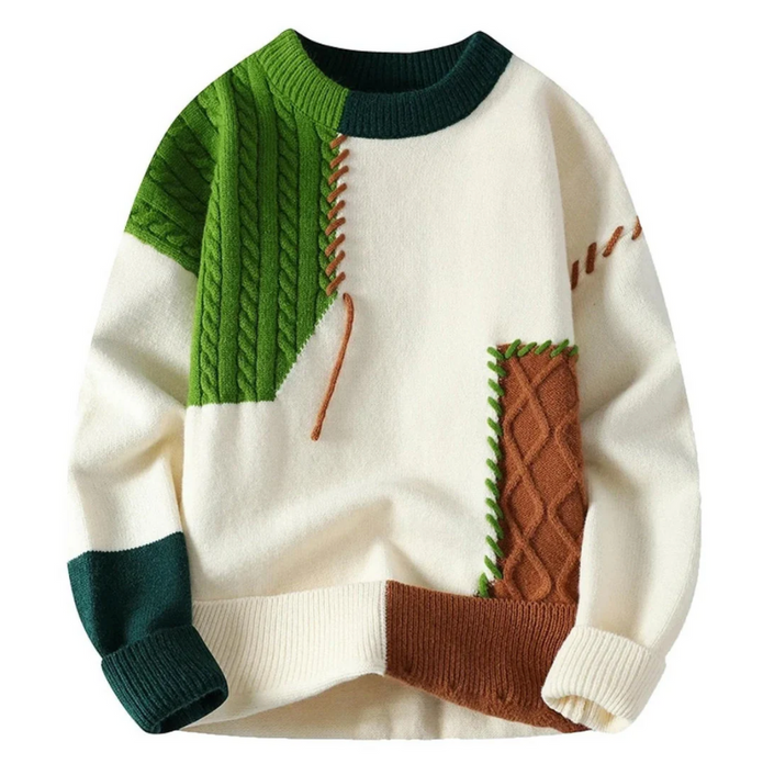 LightTap | Patchworkowy sweter Sweater Warschau Fashion Biały S