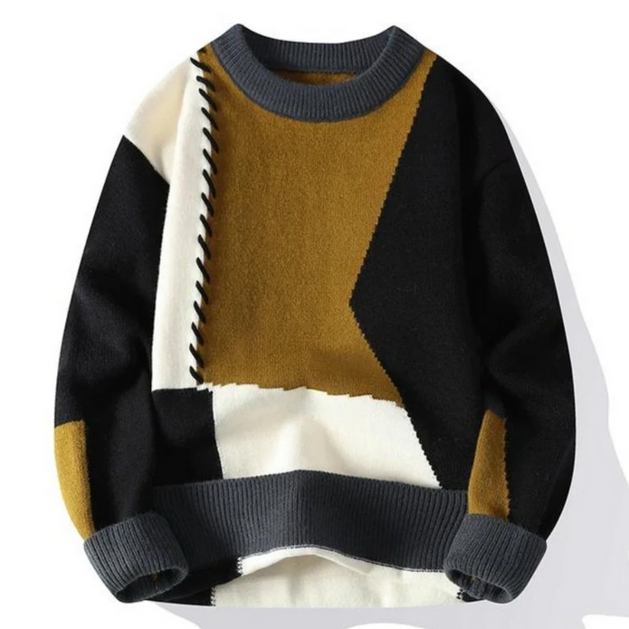 LightTap | Patchworkowy sweter Sweater Warschau Fashion Brązowy S