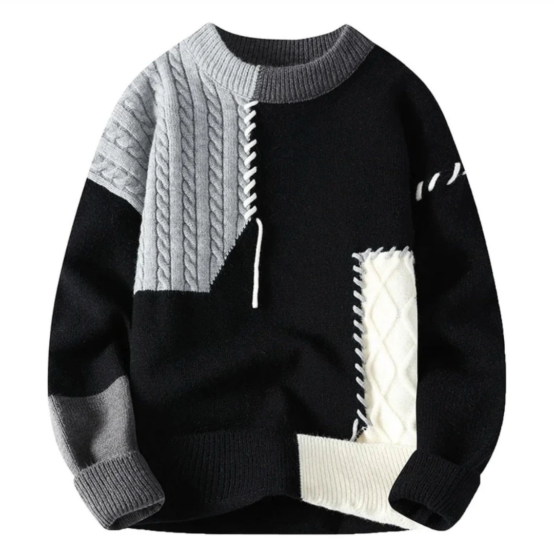 LightTap | Patchworkowy sweter Sweater Warschau Fashion Szary S