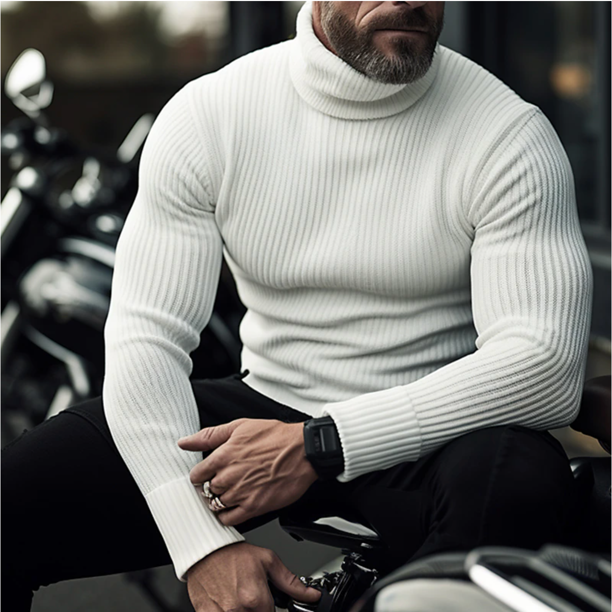 SAVARI | Elegancki Golf Męski Sweaters Warschau Fashion Biały M