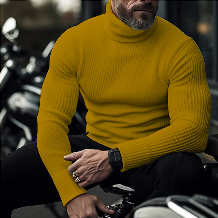 SAVARI | Elegancki Golf Męski Sweaters Warschau Fashion Żółty M