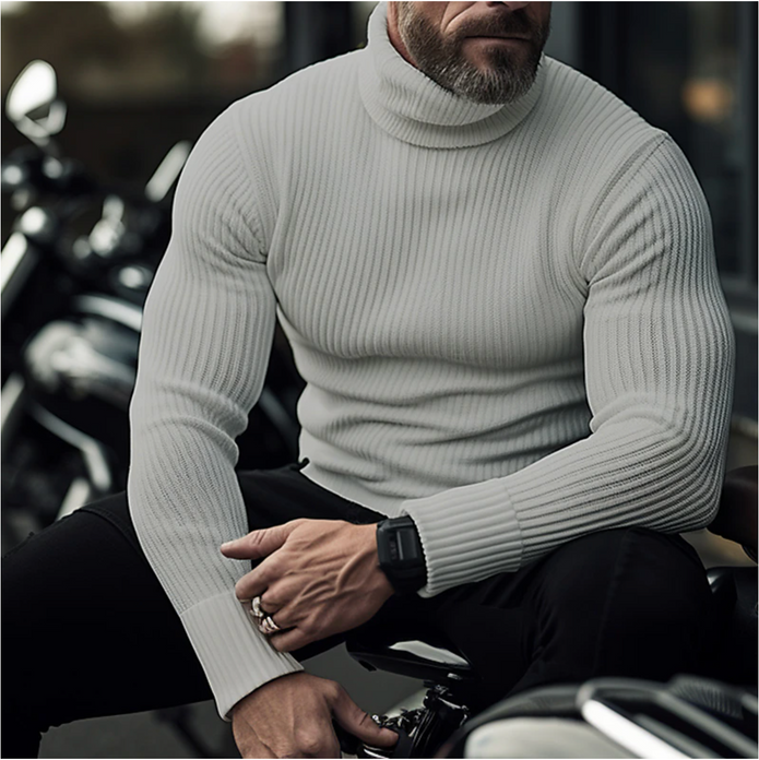 SAVARI | Elegancki Golf Męski Sweaters Warschau Fashion Jasnoszary M
