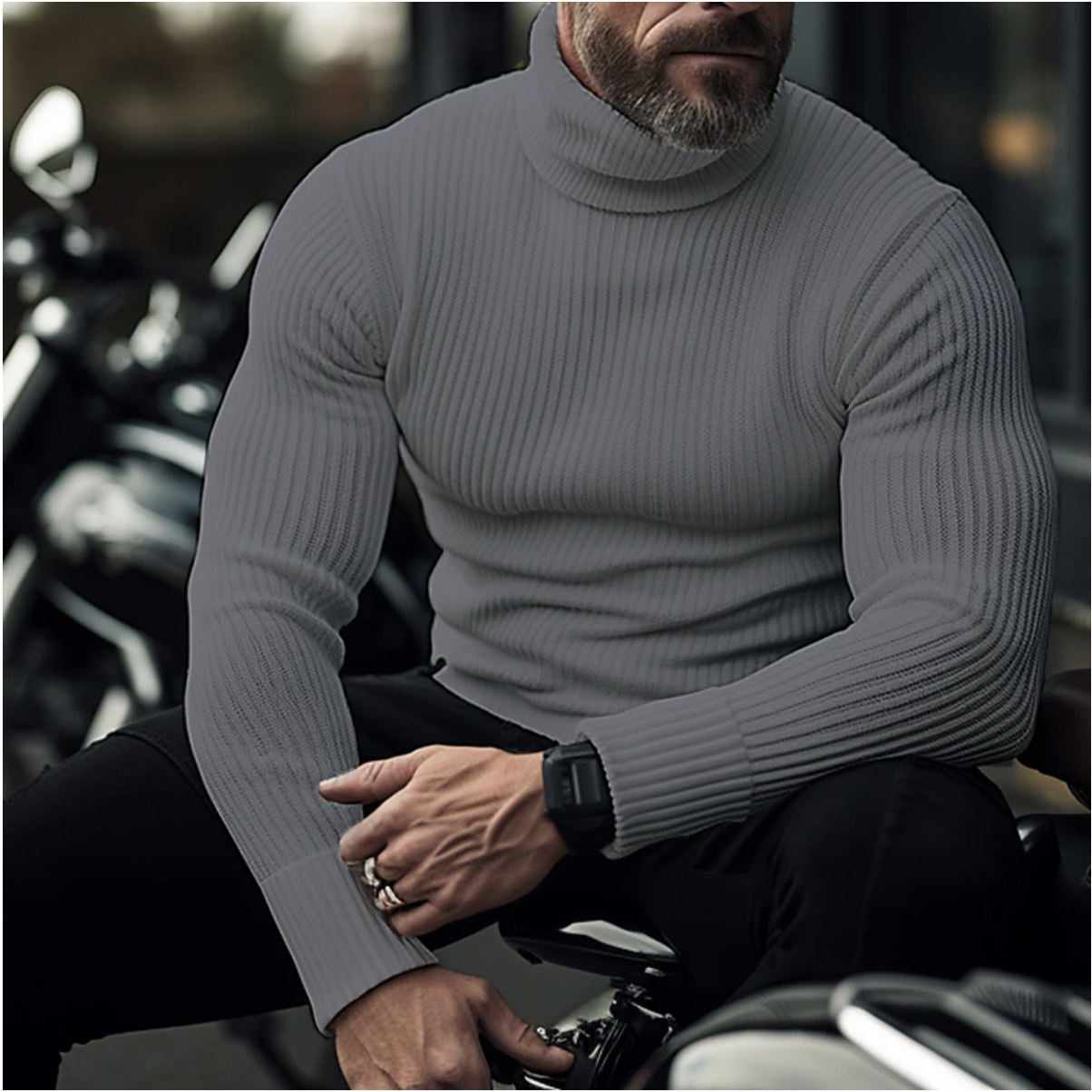 SAVARI | Elegancki Golf Męski Sweaters Warschau Fashion Ciemnoszary M