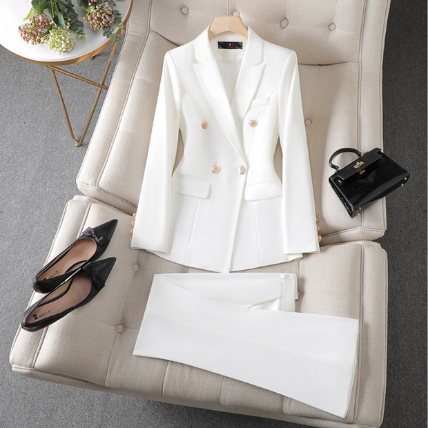 Stylowy dwuczęściowy garnitur damski Woman Set Warschau Fashion Biały XS