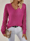 Le Clair | Sweter casualowy z dekoltem w serek Sweater Warschau Fashion Różowy XS