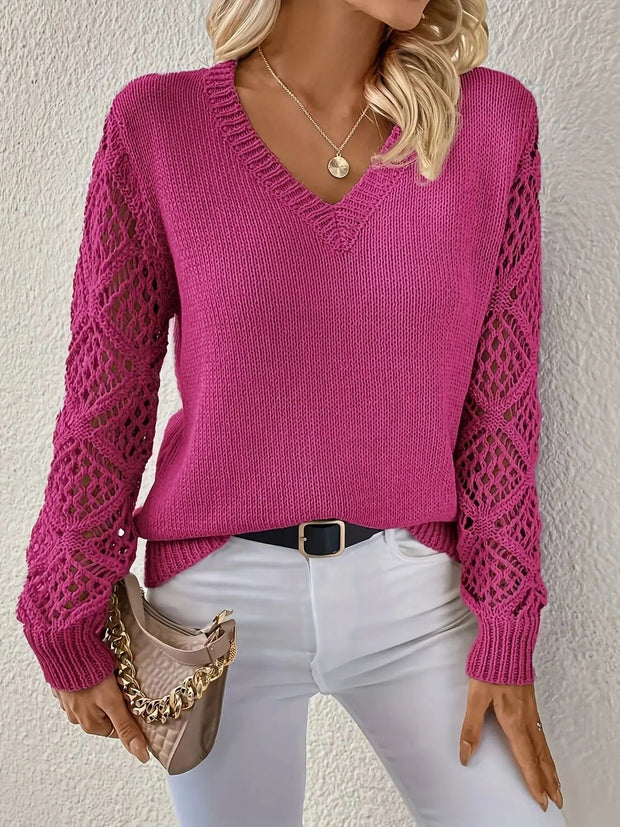 Le Clair | Sweter casualowy z dekoltem w serek Sweater Warschau Fashion Różowy XS