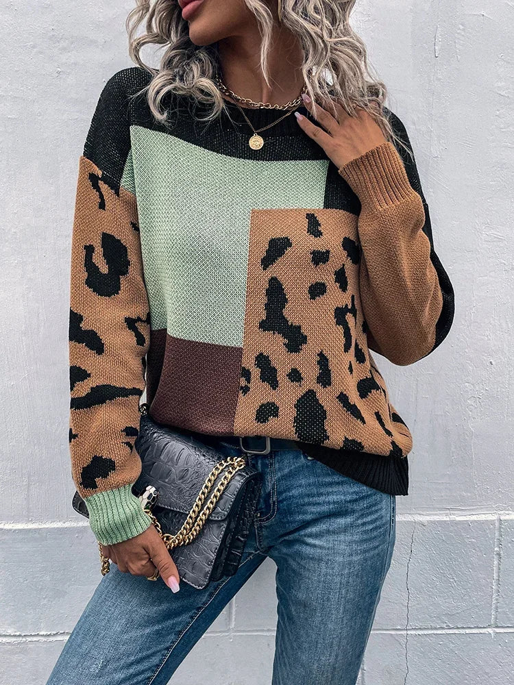 Le Clair | Vintage Sweter z Panterkowym Patchworkiem Sweater Warschau Fashion