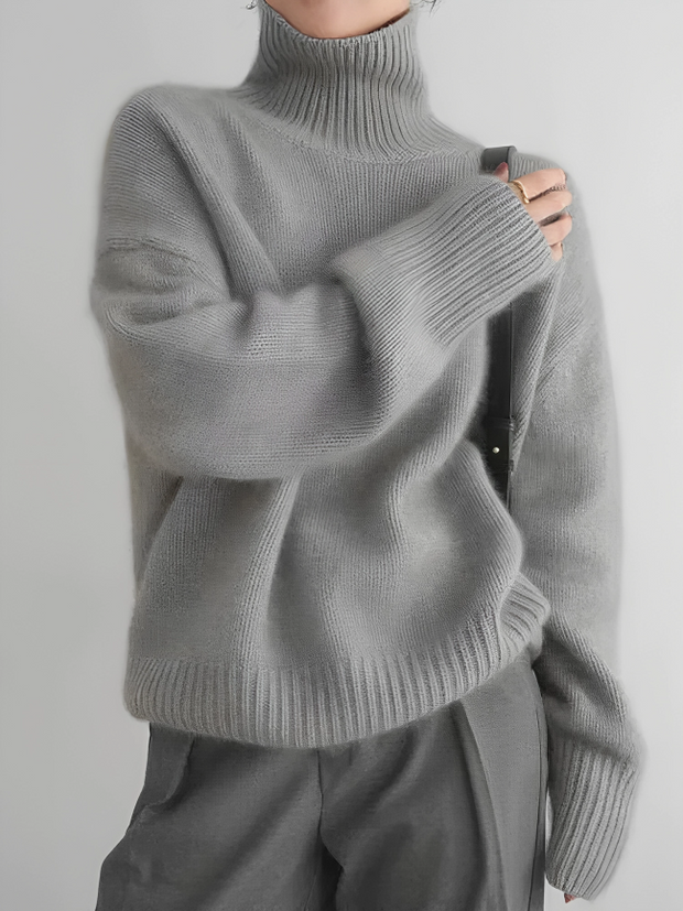 Elise - Sweter z wysokim dekoltem Sweaters Warschau Fashion Szary S