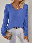 Le Clair | Sweter casualowy z dekoltem w serek Sweater Warschau Fashion Niebieski XS