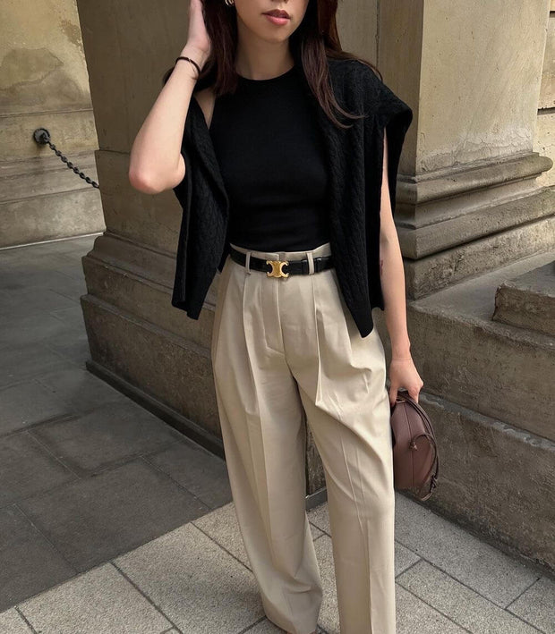 WW - Elegancki damski pasek z złotą klamrą moda-monica20240729 Warschau Fashion