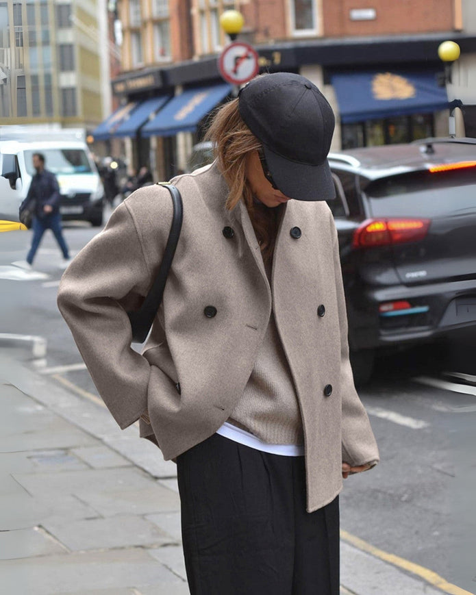 Elegancki Płaszcz z Guzikami dla Kobiet winterjas dames Warschau Fashion