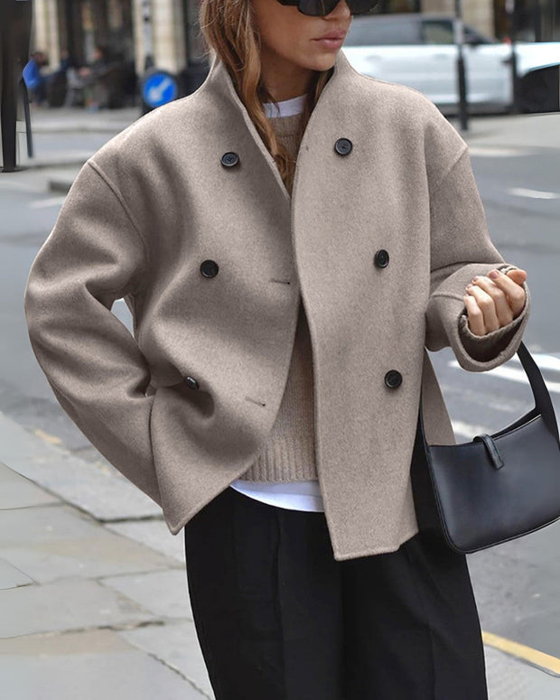 Elegancki Płaszcz z Guzikami dla Kobiet winterjas dames Warschau Fashion Brązowy (tylko 2 w magazynie) S