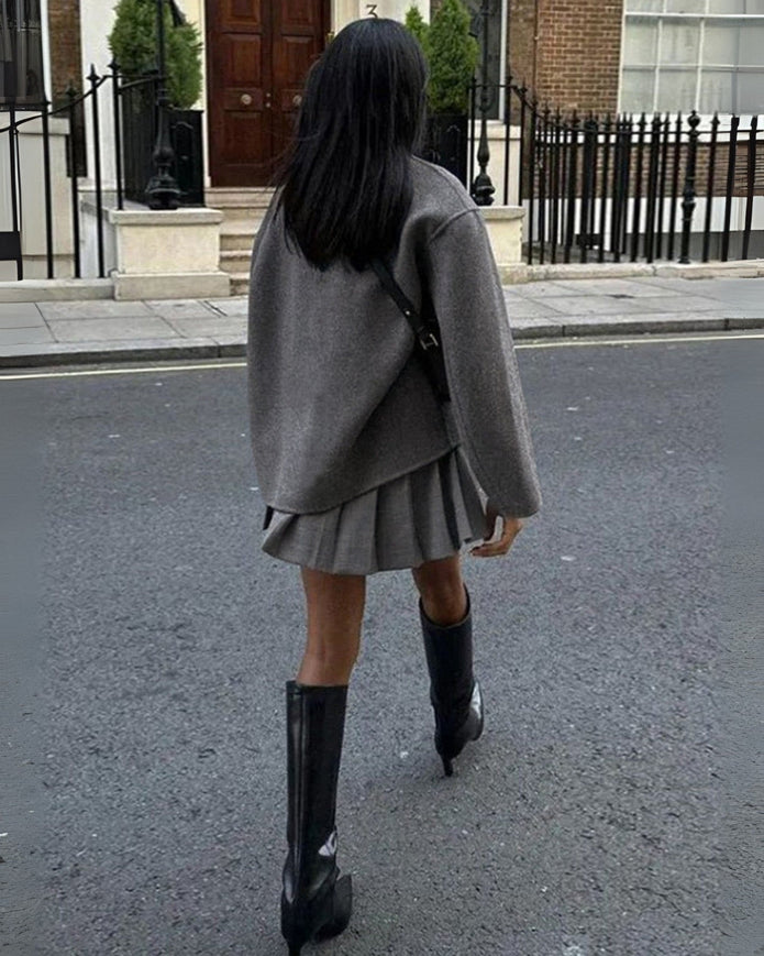 Elegancki Płaszcz z Guzikami dla Kobiet winterjas dames Warschau Fashion