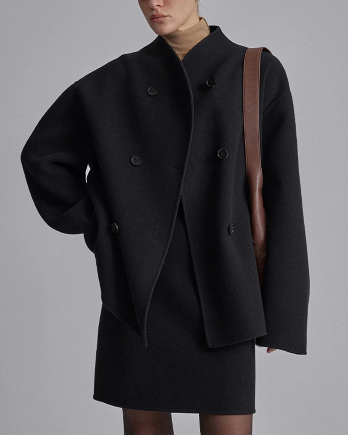 Elegancki Płaszcz z Guzikami dla Kobiet winterjas dames Warschau Fashion