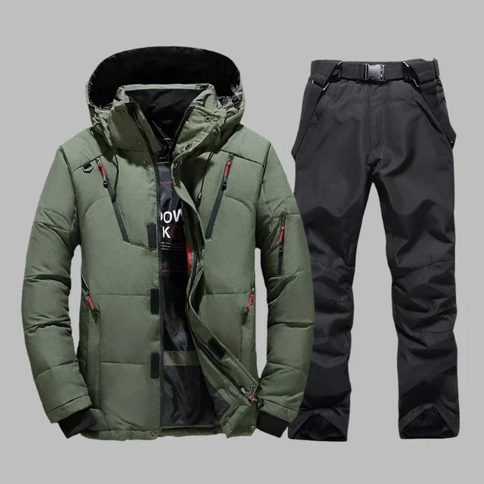 ZAVO - Męski Kombinezon Narciarski Wodoodporny i Izolacyjny Skipak man Warschau Fashion Zielono-Czarny M