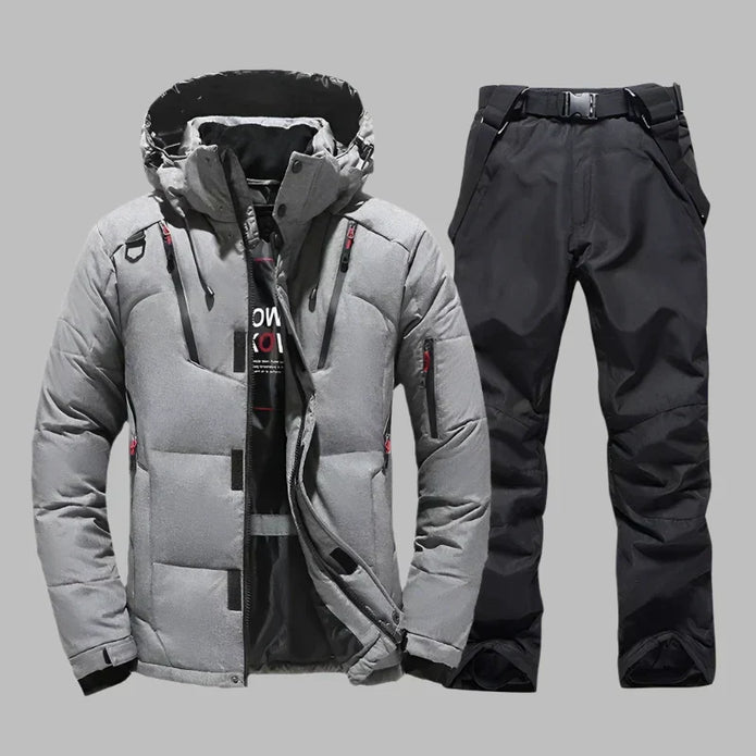 ZAVO - Męski Kombinezon Narciarski Wodoodporny i Izolacyjny Skipak man Warschau Fashion Szaro-Czarny M