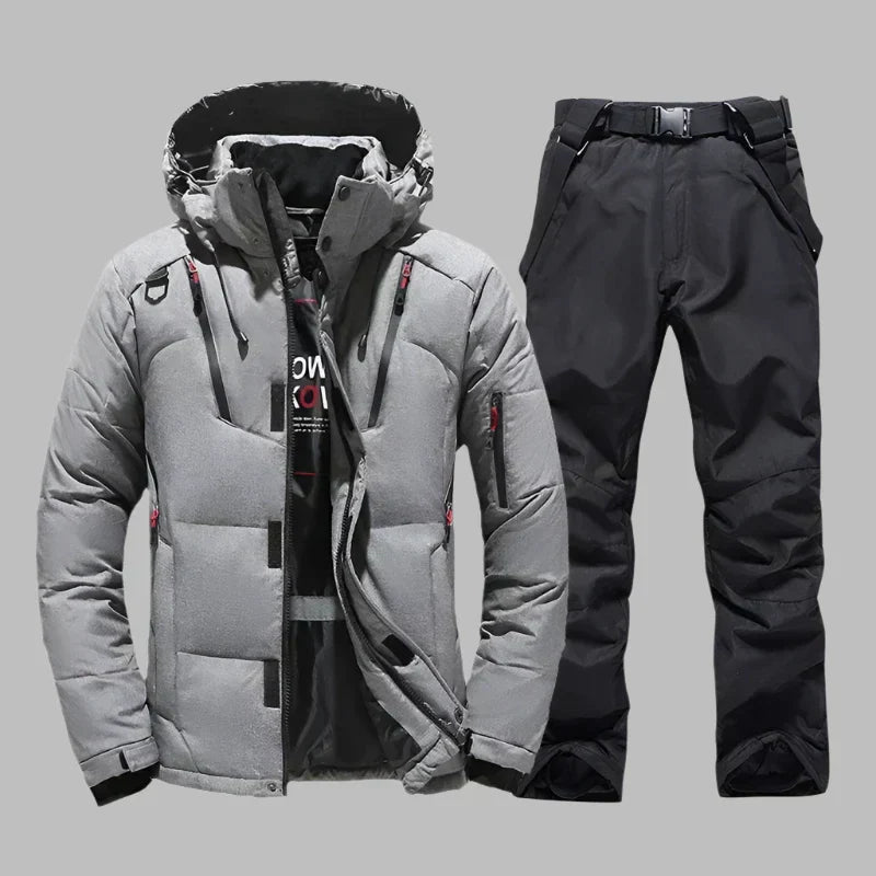 ZAVO - Męski Kombinezon Narciarski Wodoodporny i Izolacyjny Skipak man Warschau Fashion Szaro-Czarny M