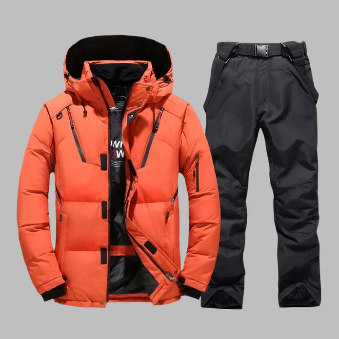 ZAVO - Męski Kombinezon Narciarski Wodoodporny i Izolacyjny Skipak man Warschau Fashion Pomarańczowo-Czarny M