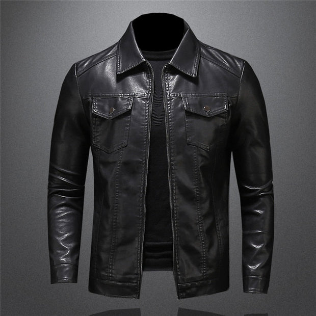 Męska skórzana kurtka Men Jackets Warschau Fashion Czarny M