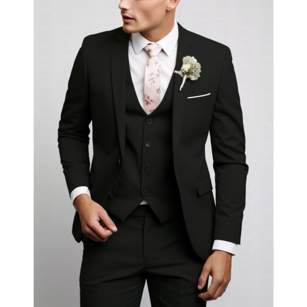 Slim Fit Męski Garnitur Weselny 3-częściowy | Formalny
