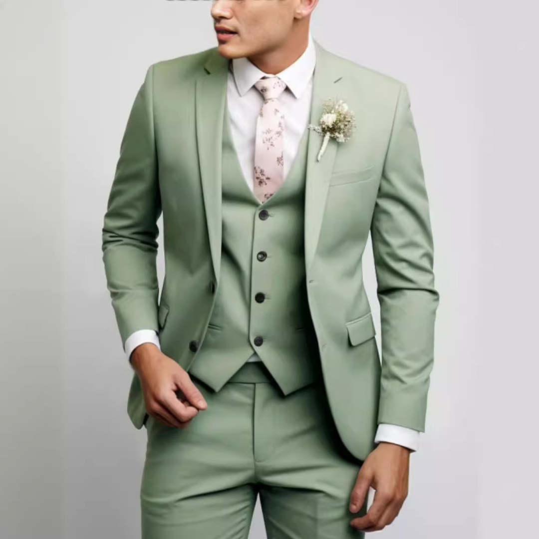 Slim Fit Męski Garnitur Weselny 3-częściowy | Formalny