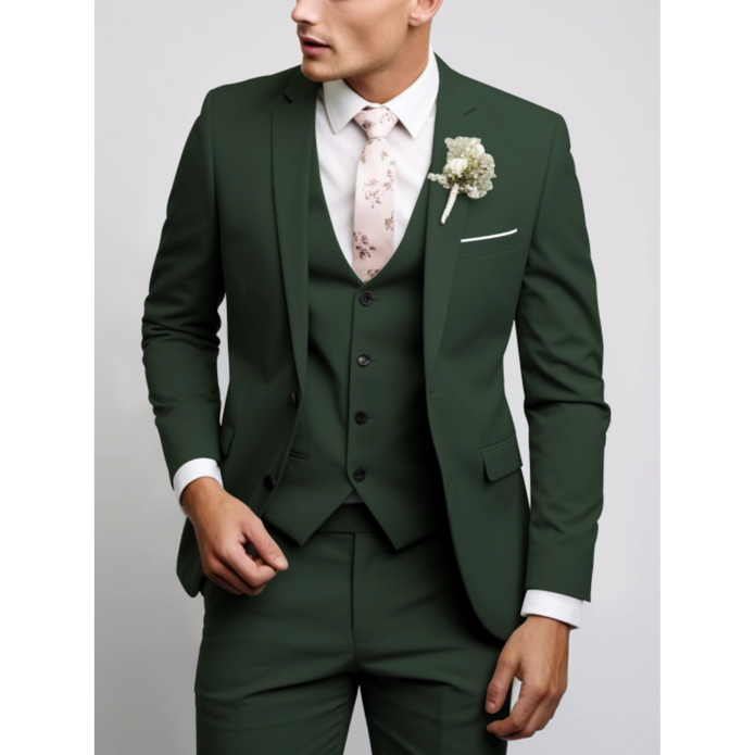 Slim Fit Męski Garnitur Weselny 3-częściowy | Formalny