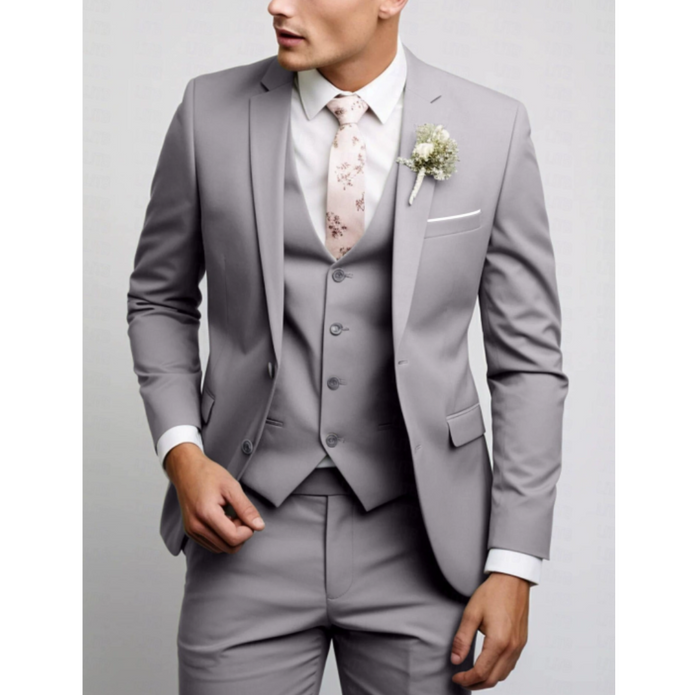 Slim Fit Męski Garnitur Weselny 3-częściowy | Formalny