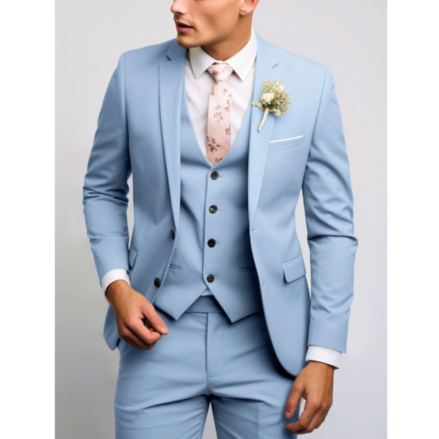 Slim Fit Męski Garnitur Weselny 3-częściowy | Formalny