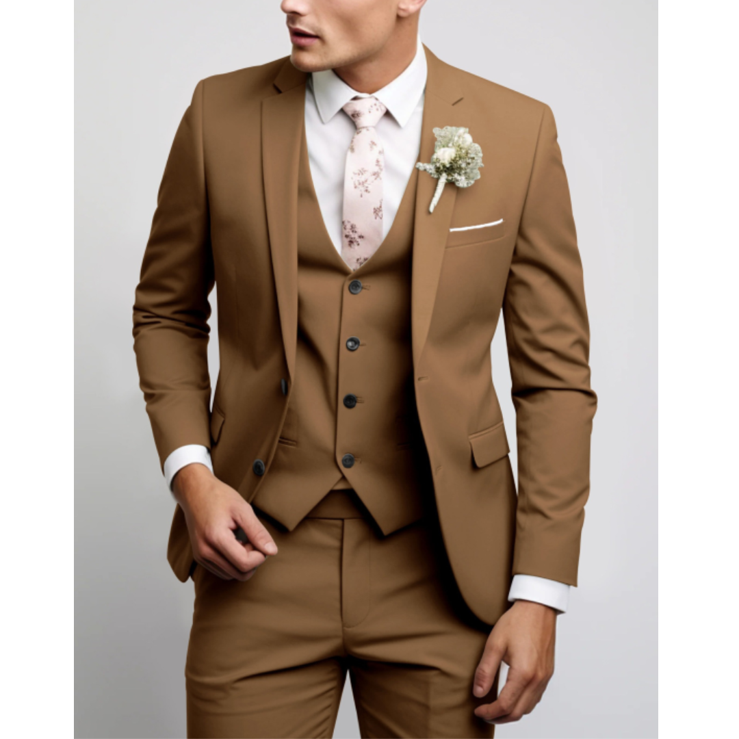 Slim Fit Męski Garnitur Weselny 3-częściowy | Formalny