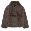 Damska kurtka zimowa z pluszowym futrem syntetycznym Women's Coat Warschau Fashion Brązowy XS