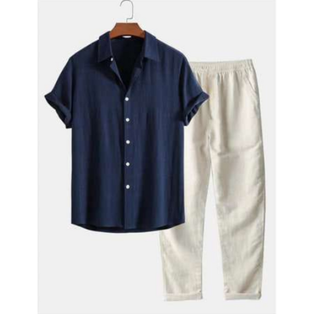 Letni Męski Zestaw Dwuczęściowy | Casual Men Set Warschau Fashion Granatowy S