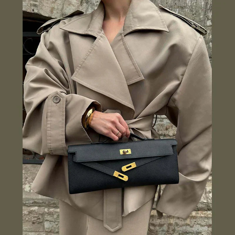 Stylowy Retro Trench dla Kobiet z Odwróconym Kołnierzem i Poduszkami na Ramionach - Elegancka Odzież Wierzchnia Jacket Warschau Fashion S